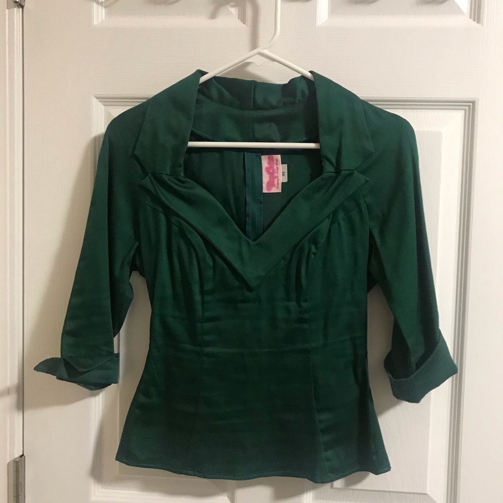 Pinup couture Doris top in emerald green(Size XS) - Picture 2 of 2